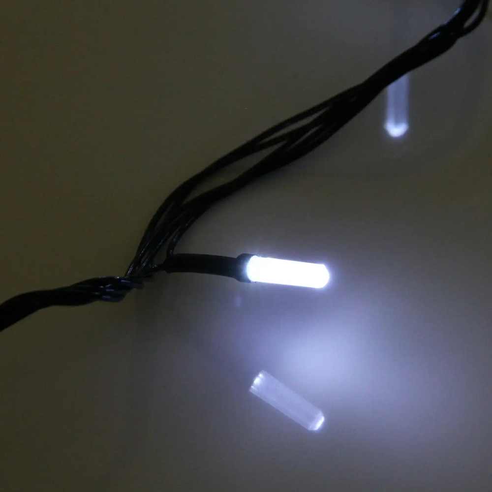 Гирлянда для дома «Кристаллы» 9,5 м 100 ламп LED черный пров., 8 реж.,IP-40, Белый (возможность соединения)