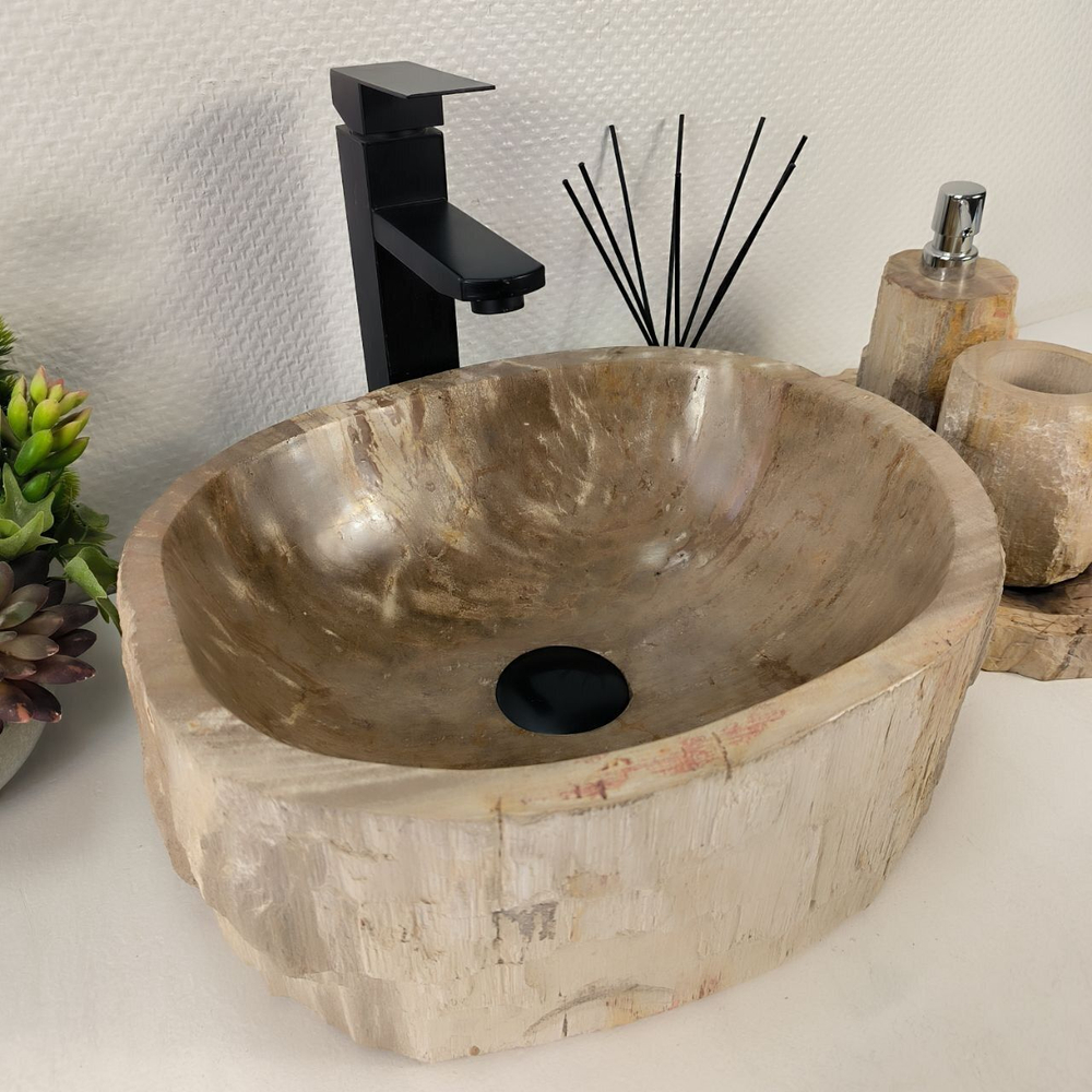 Каменная раковина из окаменелого дерева OD-04805 (38*32*15) 0180 из натурального камня