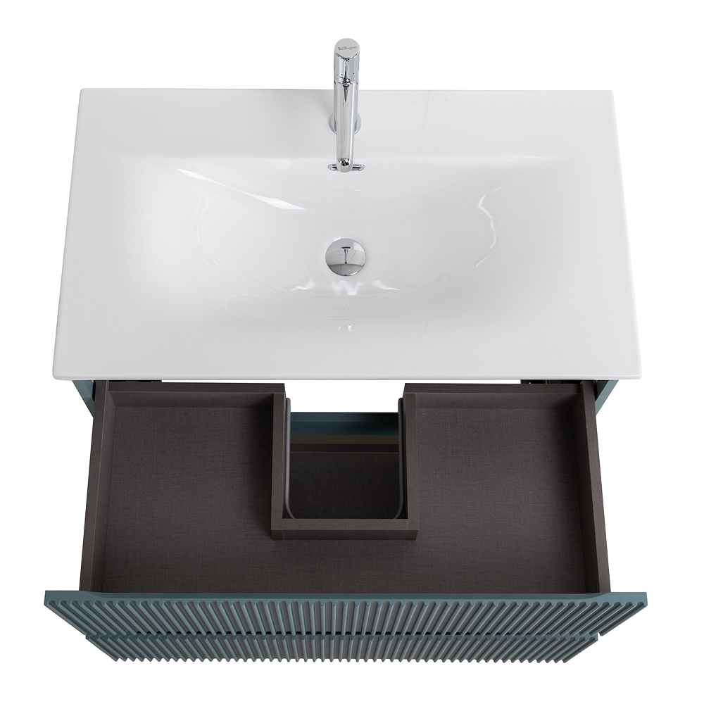 Тумба с раковиной подвесная BelBagno UNO-800-2C-SO-AO Голубой матовый, раковина белая BB-8099-80