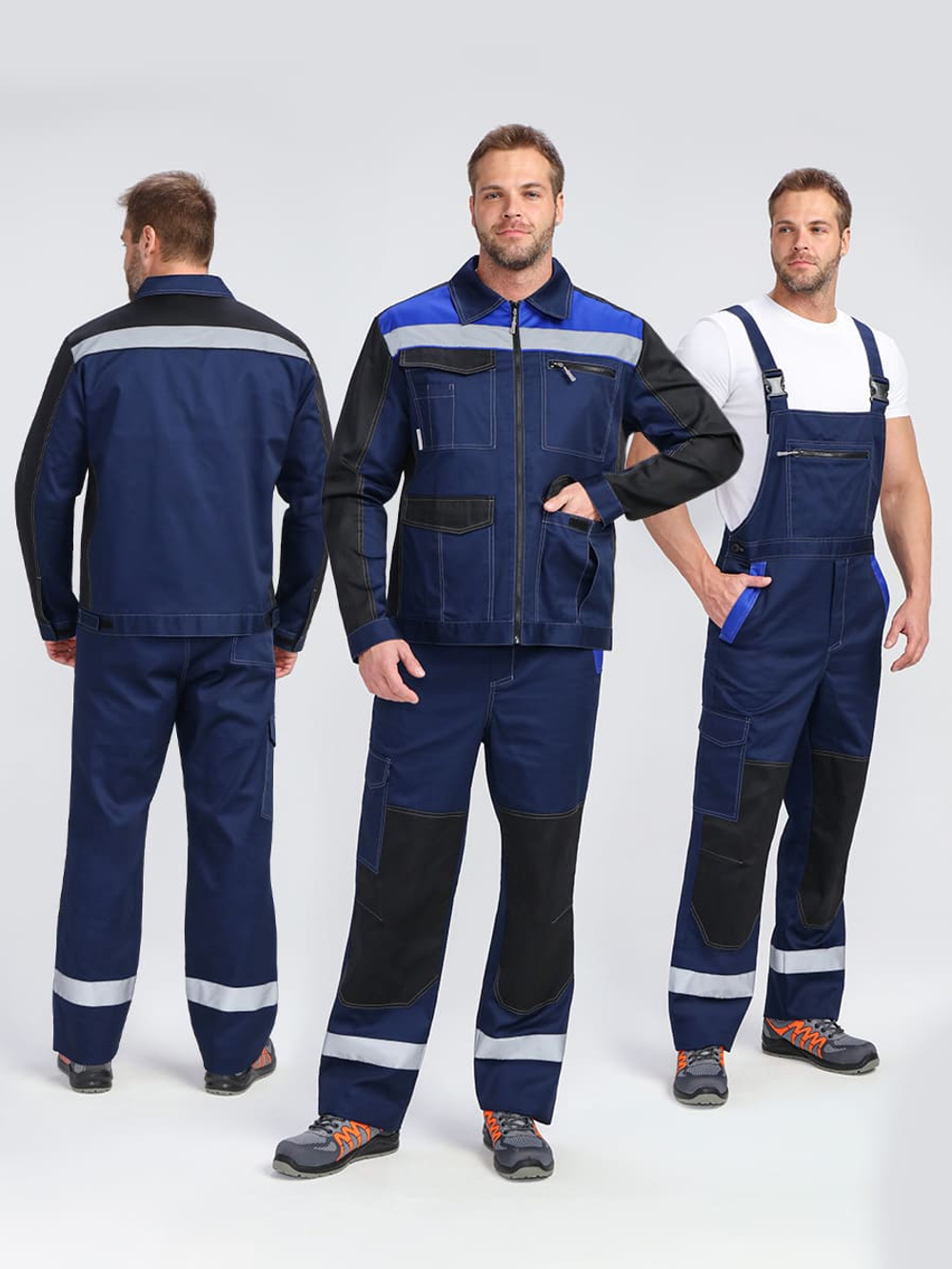 Костюм ProfLineBase-2 (тк.Твил,210) п/к, т.синий/черный/васильковый