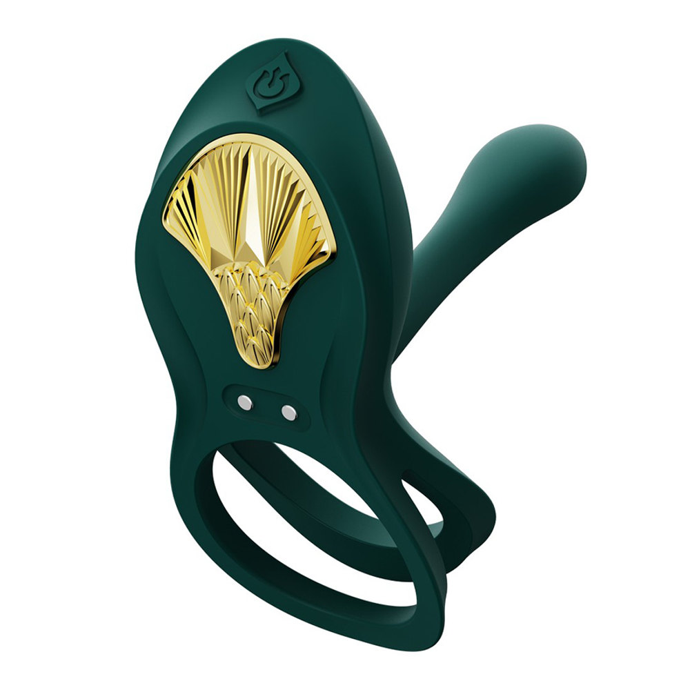 Зеленое эрекционное виброкольцо для пар с пультом ДУ + управление через приложение Zalo Bayek Vibrating Couples Ring Turquoise Green