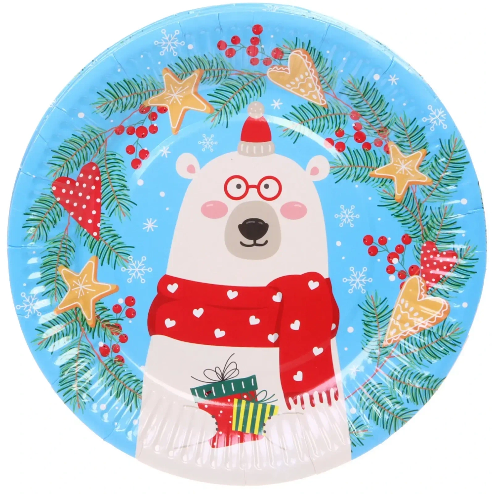 Тарелка бумажная 18 см в наборе 10 шт «Северный мишка»
