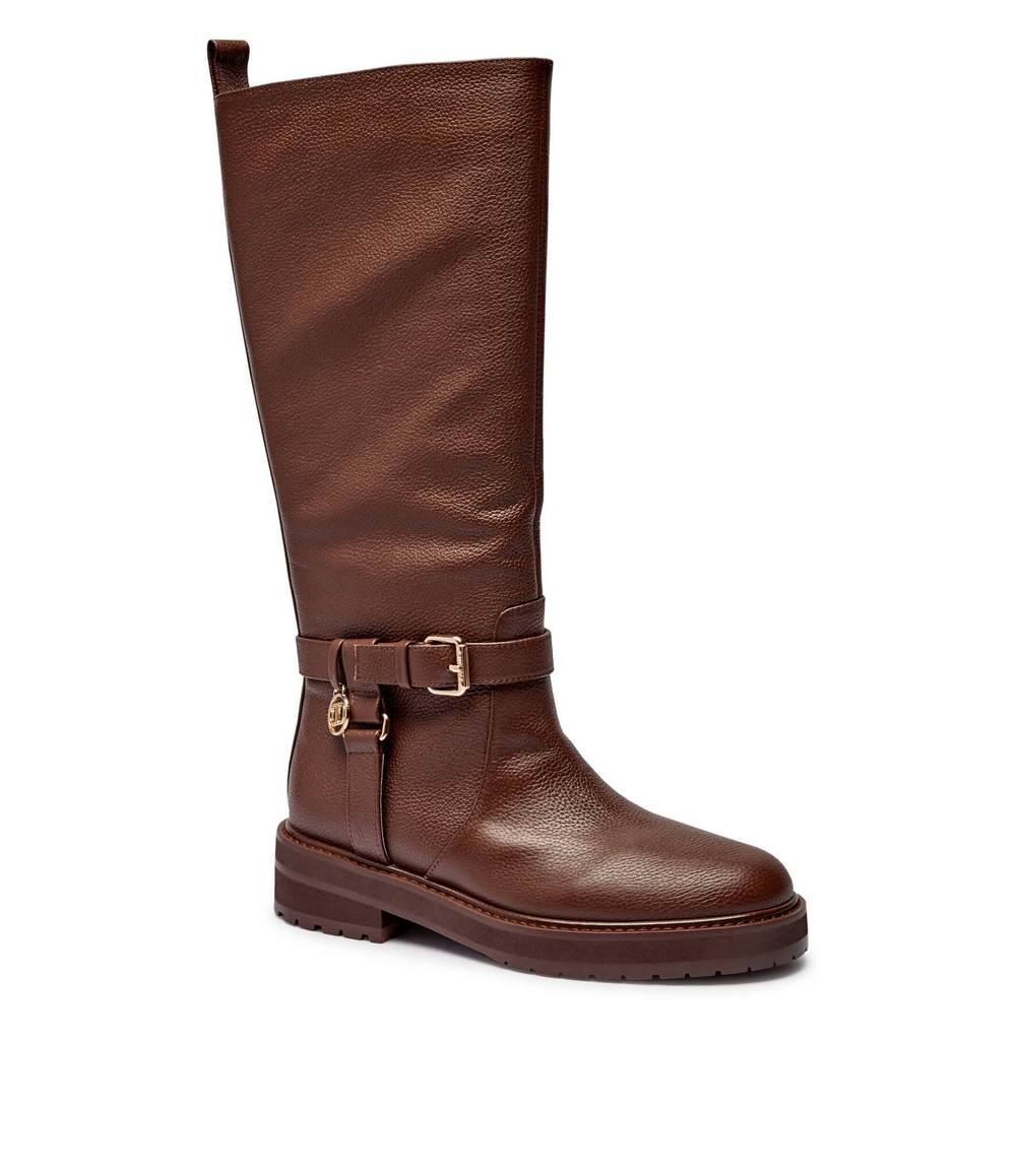 Кожаные офицерские сапоги TWINSET - коричневый(242TGT172)