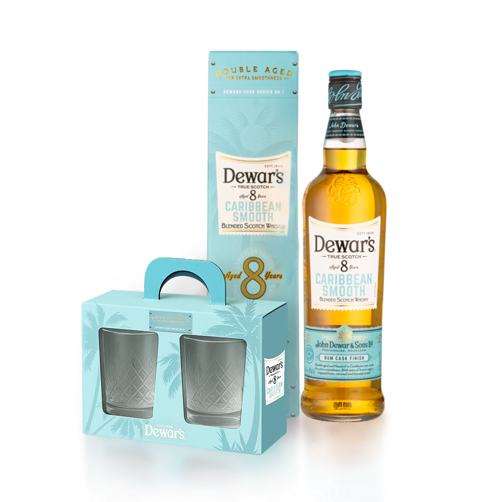 Dewar's 8 Years Old Caribbean 0,7 л. + 2 стакана