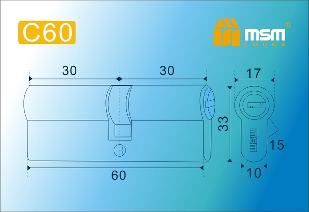 Цилиндровый механизм MSM-111 М70 перфо. ключ (5 кл.) АС