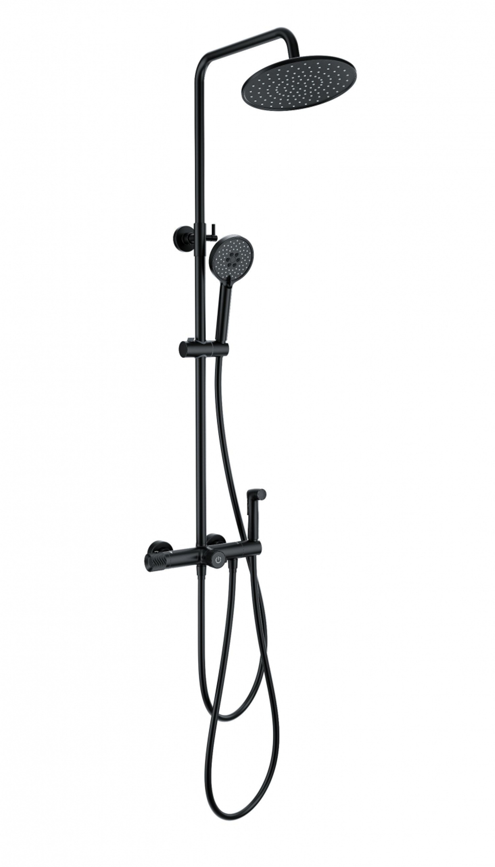 Душевая система с техническим душем и термостатом WONZON & WOGHAND, Черный матовый (WW-B3097-A-MB)