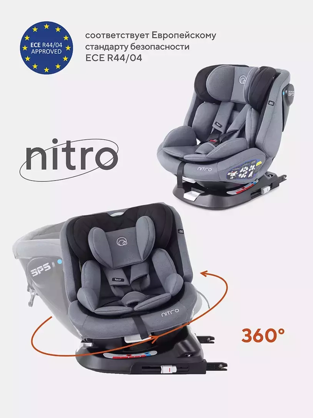 Автокресло Rant Nitro isofix 0/1/2/3 (0-36кг) Grey/Black