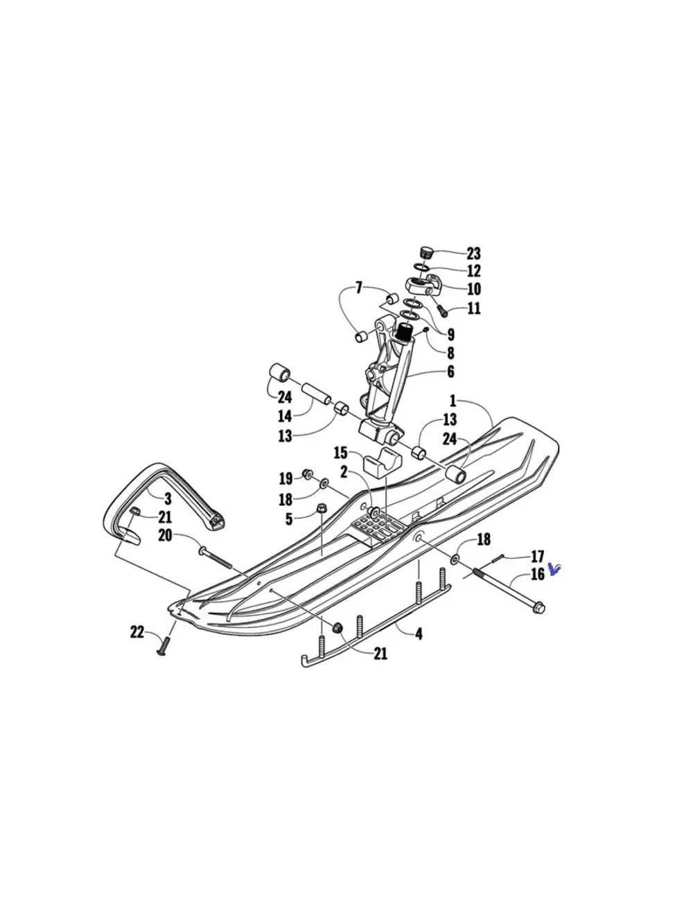 Болт фиксации лыжи для снегоходов 1623-718