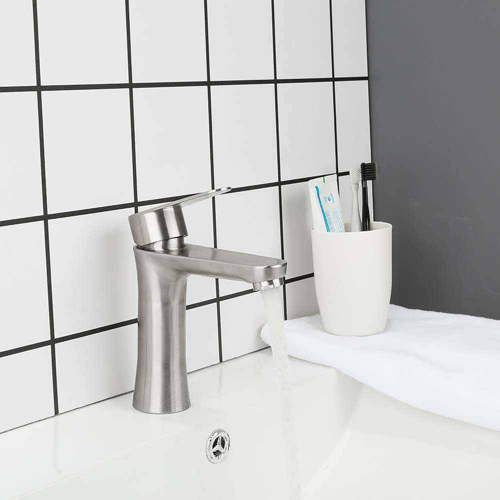 Смеситель для раковины 35к F1048 FRAP (литой, п/гайку, САТИН, нерж.сталь)