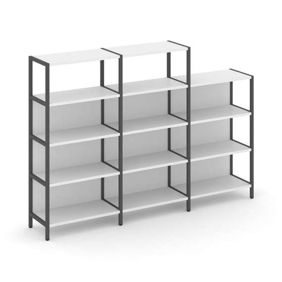 Shelf System Трехсекционный стеллаж четырех/трехярусный SN.STM-432 Белый/Металл Антрацит 2370*400*87