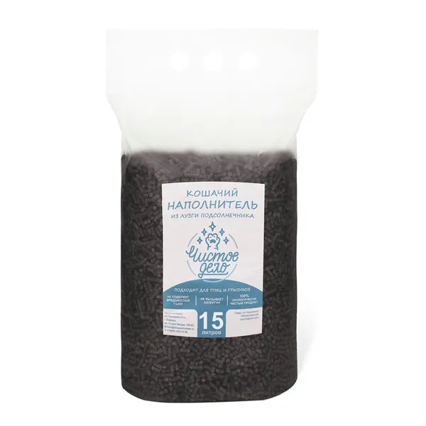 Наполнитель Чистое дело для кошачьего туалета из лузги подсолнечника