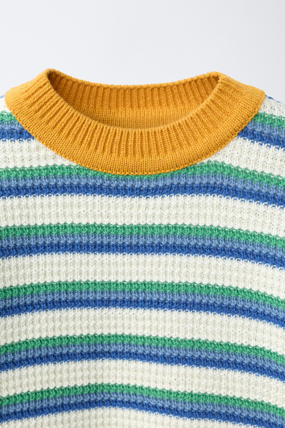 ZARA ТРИКОТАЖНАЯ ФУТБОЛКА В ПОЛОСКУ, ВОДЯНИСТО-ГОЛУБОЙ