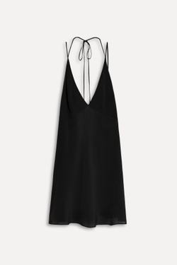 ZARA ТОП ИЗ 100% ШЕЛКА С РАЗРЕЗАМИ — 50TH ANNIVERSARY, ЧЕРНЫЙ