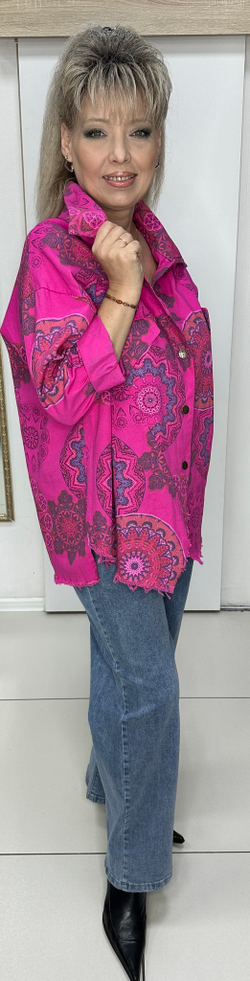 Яркий, цветной, джинсовый жакет-рубашка