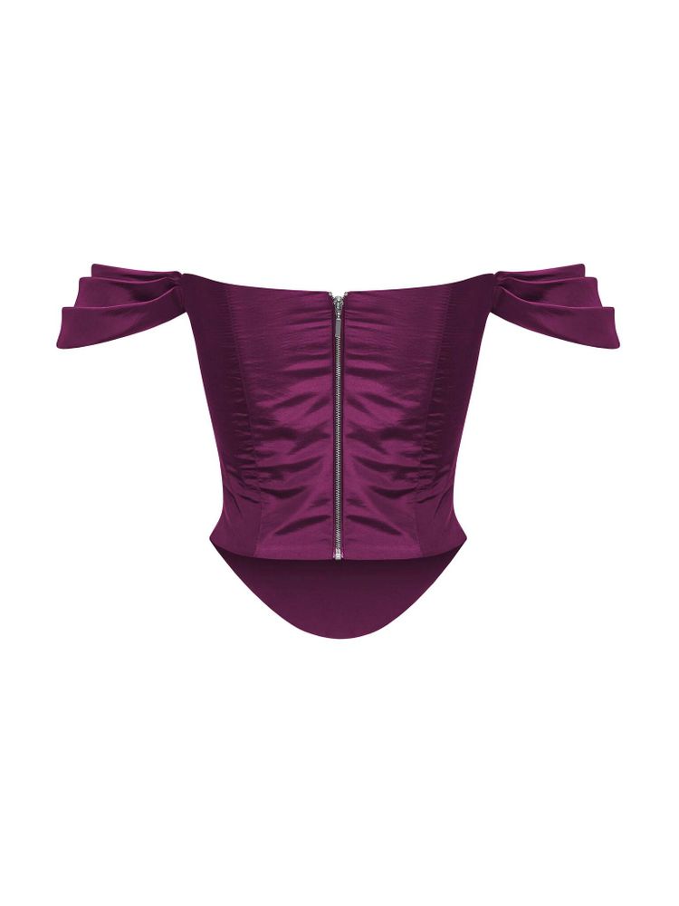 Драпированный топ из тафты со спущенными рукавами