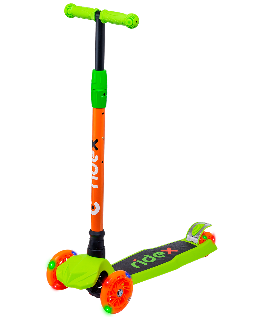 Самокат детский 3-х колесный RIDEX Chip, 120/80 мм, оранжевый/зеленый
