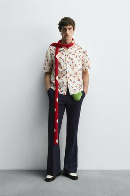 ZARA HARRY LAMBERT X DISNEY РУБАШКА С ШАРАМИ MICKEY MOUSE, БЕЛЫЙ