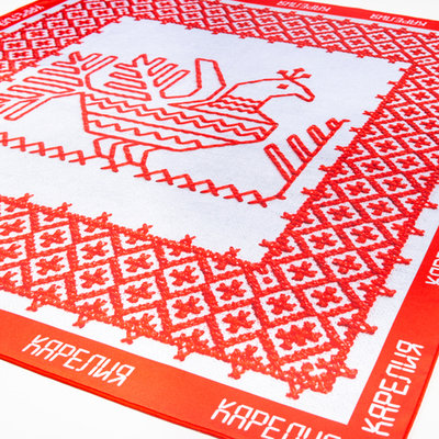 Шейный платок «Карельский орнамент», 70×70 см