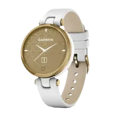 Garmin Lily светло-золотистый безель, белый корпус и итальянский кожаный ремешок
