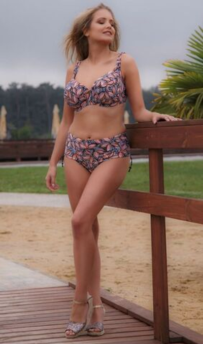 Пляжные трусики-слипы с регуляцией высоты и рисунком в виде листьев (Размер: XXXL) (Цвет: разноцветный)