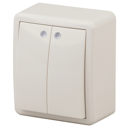 Выключатель ЭРА Эксперт 11-1205-02 двойной с подсветкой 10АХ-250В IP20 ОУ слоновая кость