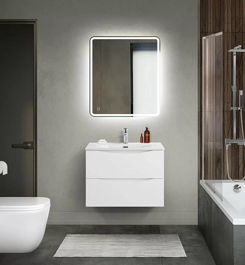 Тумба с раковиной BelBagno MARINO-CER-MINI-700-2C-SO-BL-P Bianco Lucido