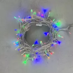 Светодиодная нить 100 разноцветных LED ламп, 10 м., 24В., прозрачный провод ПВХ, LTC (PST100-10-1M)