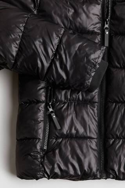 H&M Пуховая куртка с капюшоном, угольный