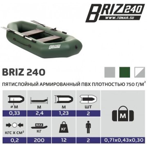 Лодка Тонар Бриз 240 (зеленый)