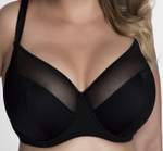 Бюстгальтер на косточках с чашками plus size из микрофибры и сетки (Размер: 75K) (Цвет: черный)