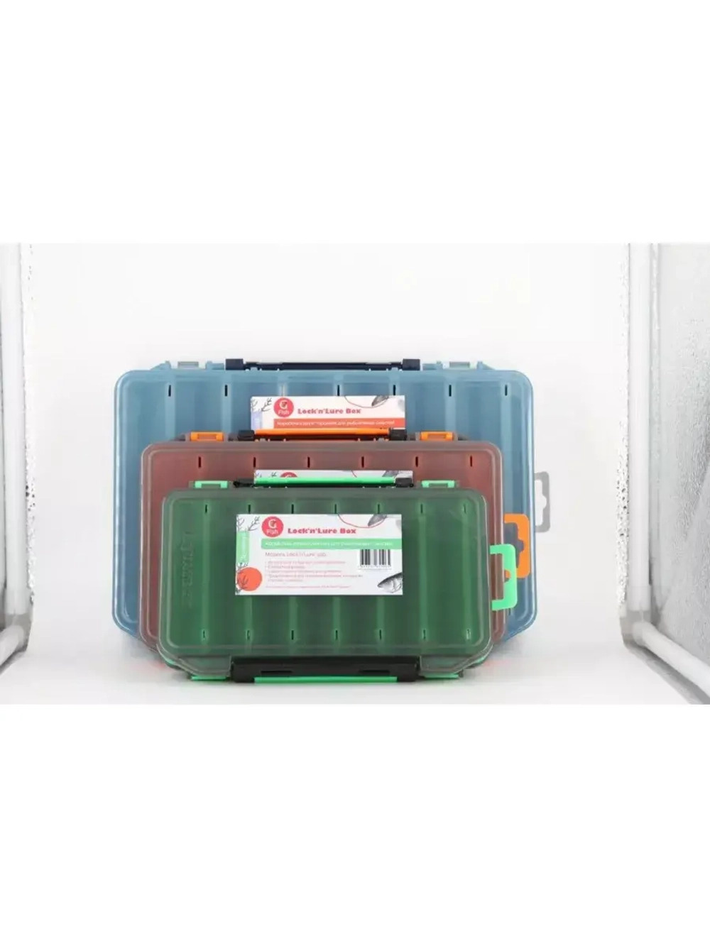 Коробка для воблеров двухсторонняя GFish 17300, зеленая / органайзер рыболовный для балансиров, снастей, блесен, приманки, попперов