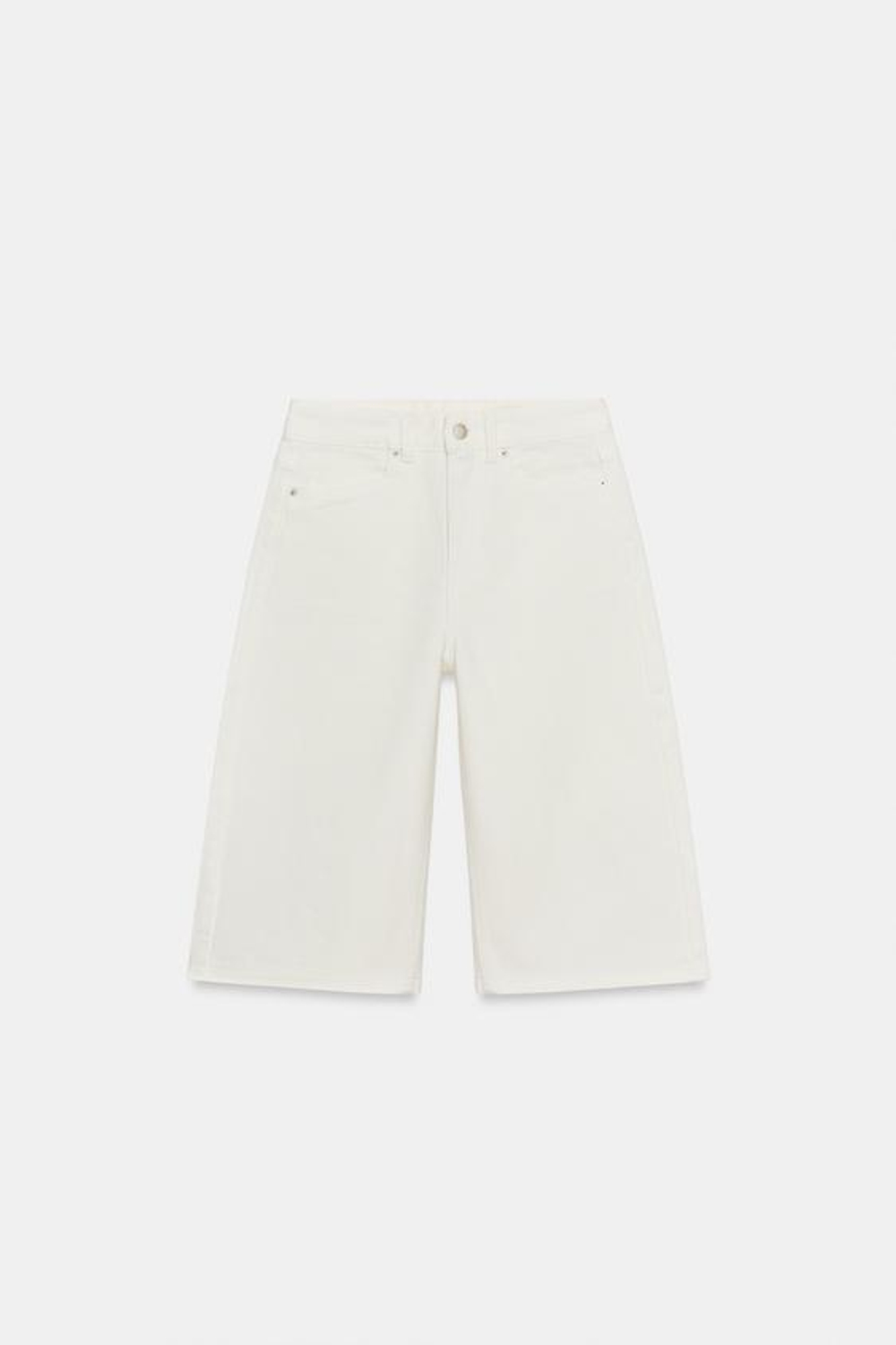 ZARA ДЖИНСОВЫЕ ШОРТЫ СО СРЕДНЕЙ ПОСАДКОЙ — ZW COLLECTION, БЕЛЫЙ