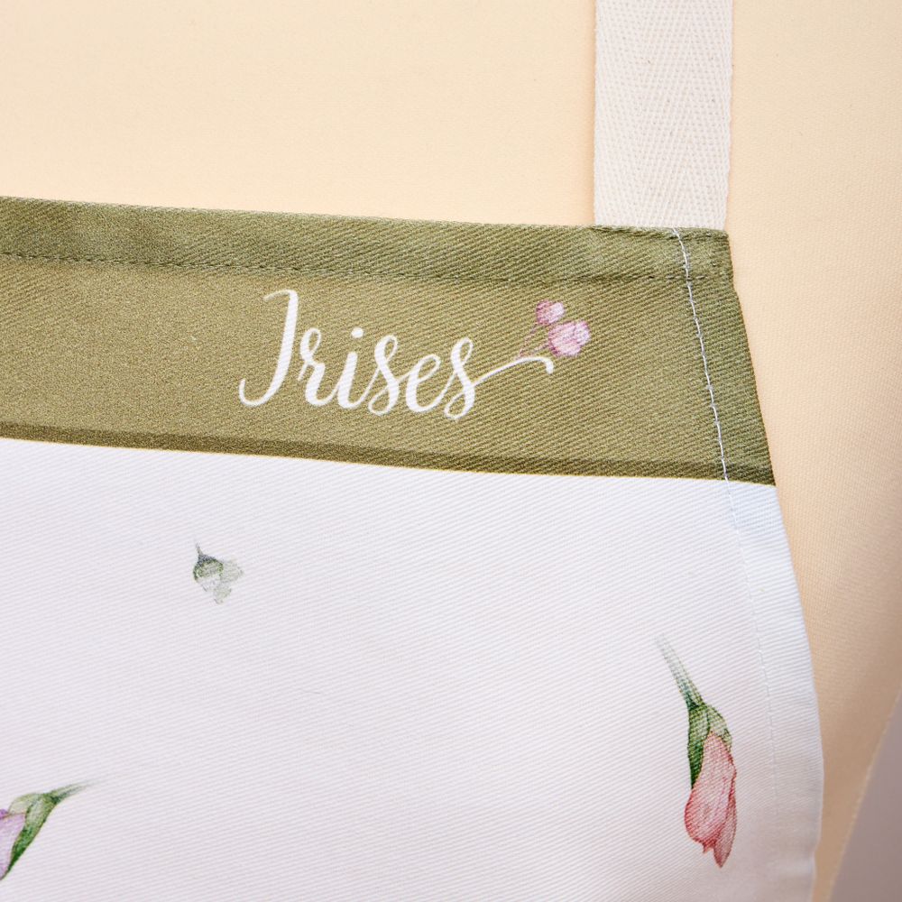 ФАРТУК "ИРИСЫ",100% ХЛОПОК,БЕЛЫЙ,ТВИЛ,ПРОПИТКА