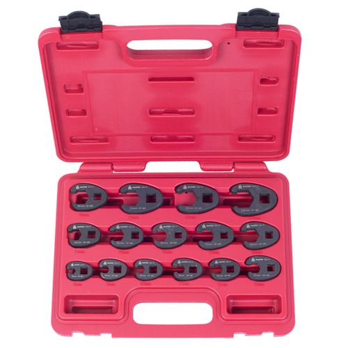 МАСТАК (0261-15C) Набор разрезных ключей 3/8"&1/2" (воронья лапка), 8-24 мм, кейс, 15 предметов