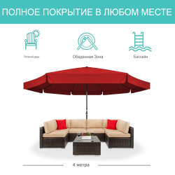 Садовый зонт алюминевый D400 БИГ «BIG» — Бургундия