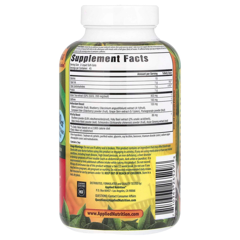 Applied Nutrition, Состав для уничтожения жира на базе зеленого чая Fat Burner, 90 быстродействующих капсул