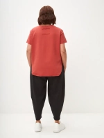 Футболка дизайнерская оверсайз с фигурным низом терракот
