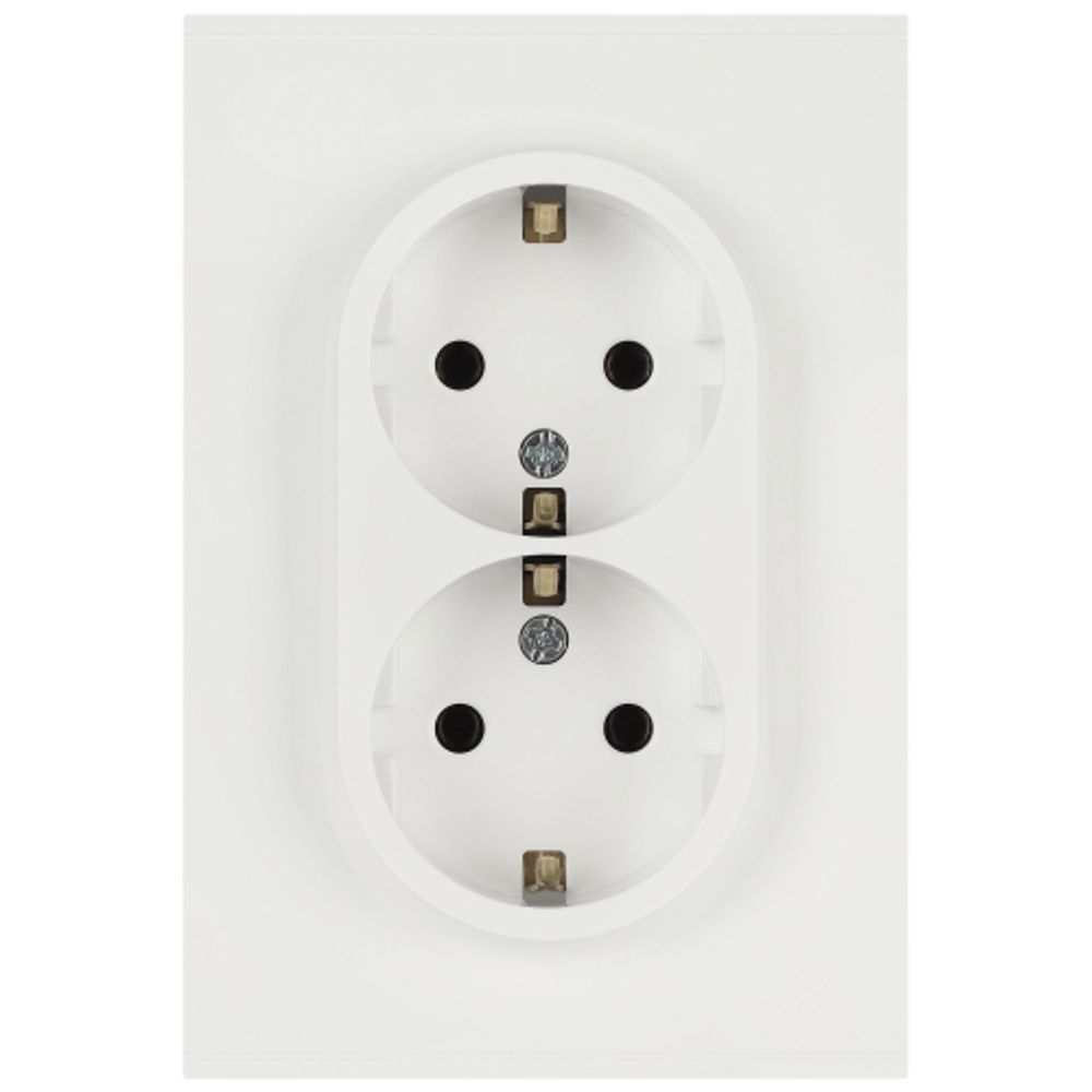Розетка ЭРА Arktik 16-2105-08 двойная с заземлением 2X2P+E Schuko со шторками 16А-250В белый матовый | Эра Arktik