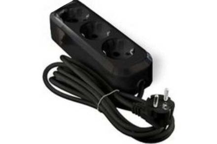 Удлинитель "UNIVersal" Е-303 ПВС 3*1 3гн. с/з 2м (еврослот)  черный