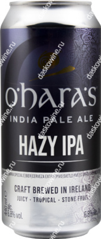 Пиво О"Хара Хази Ипа светл. фильт. 0,44 л,6,8% Карлов  Брюинг Компани Ирландия