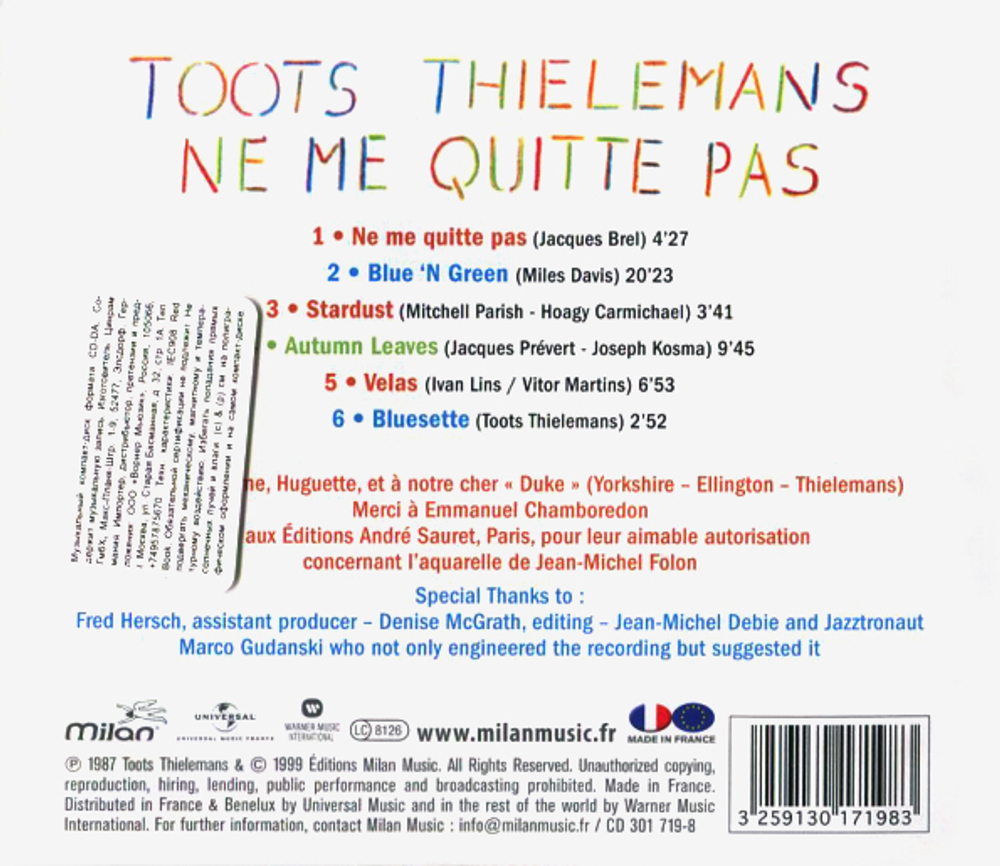 Toots Thielemans / Ne Me Quitte Pas (CD)