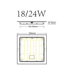 Светильник светодиодный встраиваемый ЭРА LED 18-24-4K квадратный 24Вт 4000К | Downlight