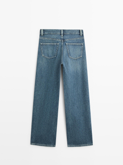 Massimo Dutti Джинсы с высокой талией и широкими штанинами, средне-синий