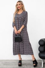 Платье Серенада (синий/цветы) Р11-1044/16 Nikol (Акция)