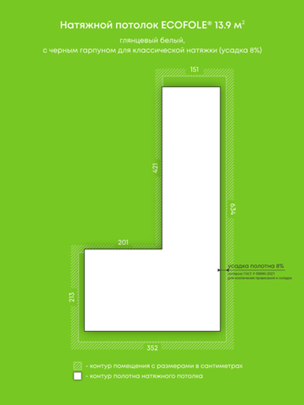 Натяжные потолки 13.9 м2, 12 м2, 12.7 м2