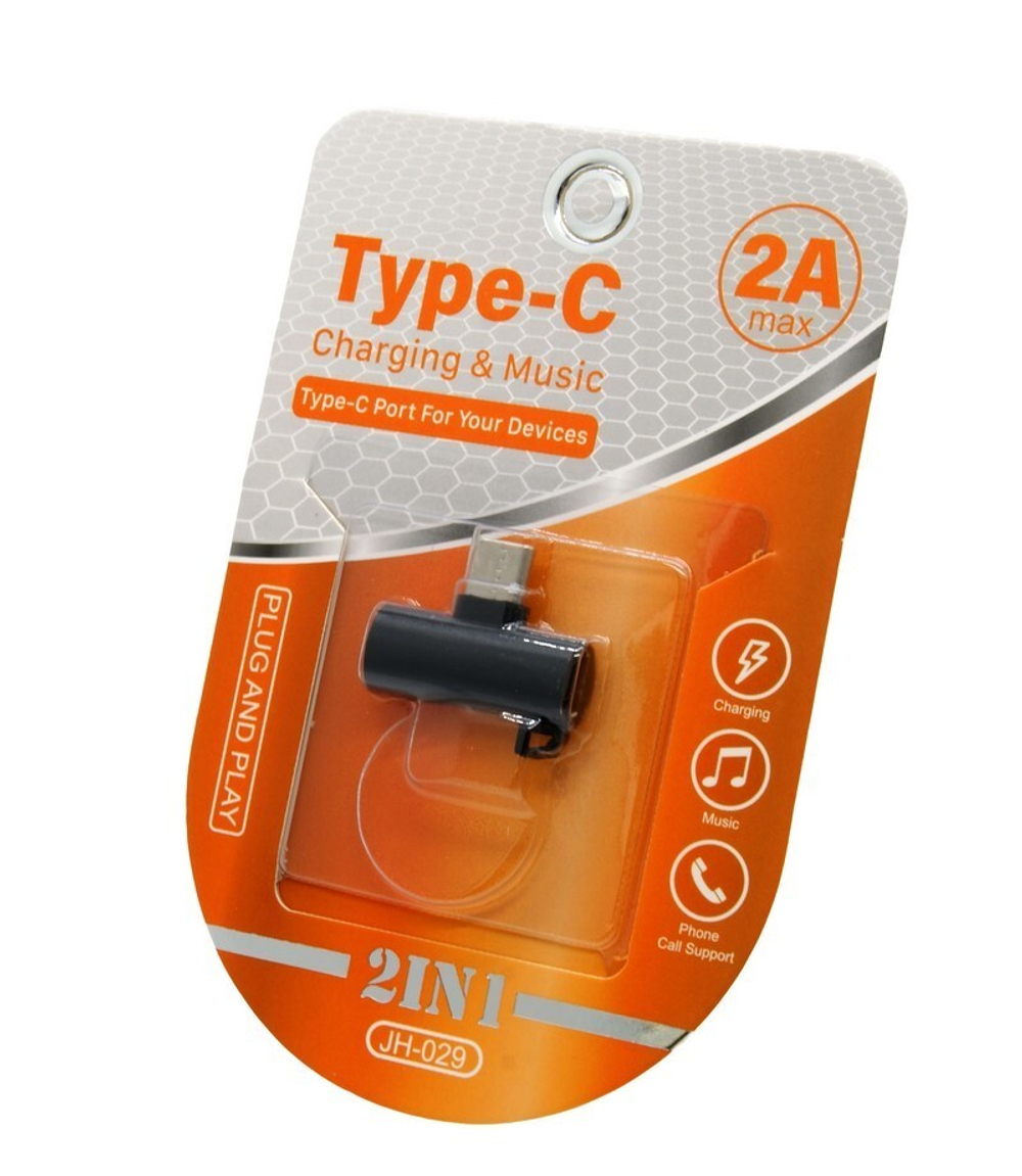 Переходник Type C для наушников Type C и ЗУ Type C Metall (черный)