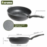 Сотейник с крышкой "Мечта" Гранит с антипригарным покрытием с несъемной ручкой