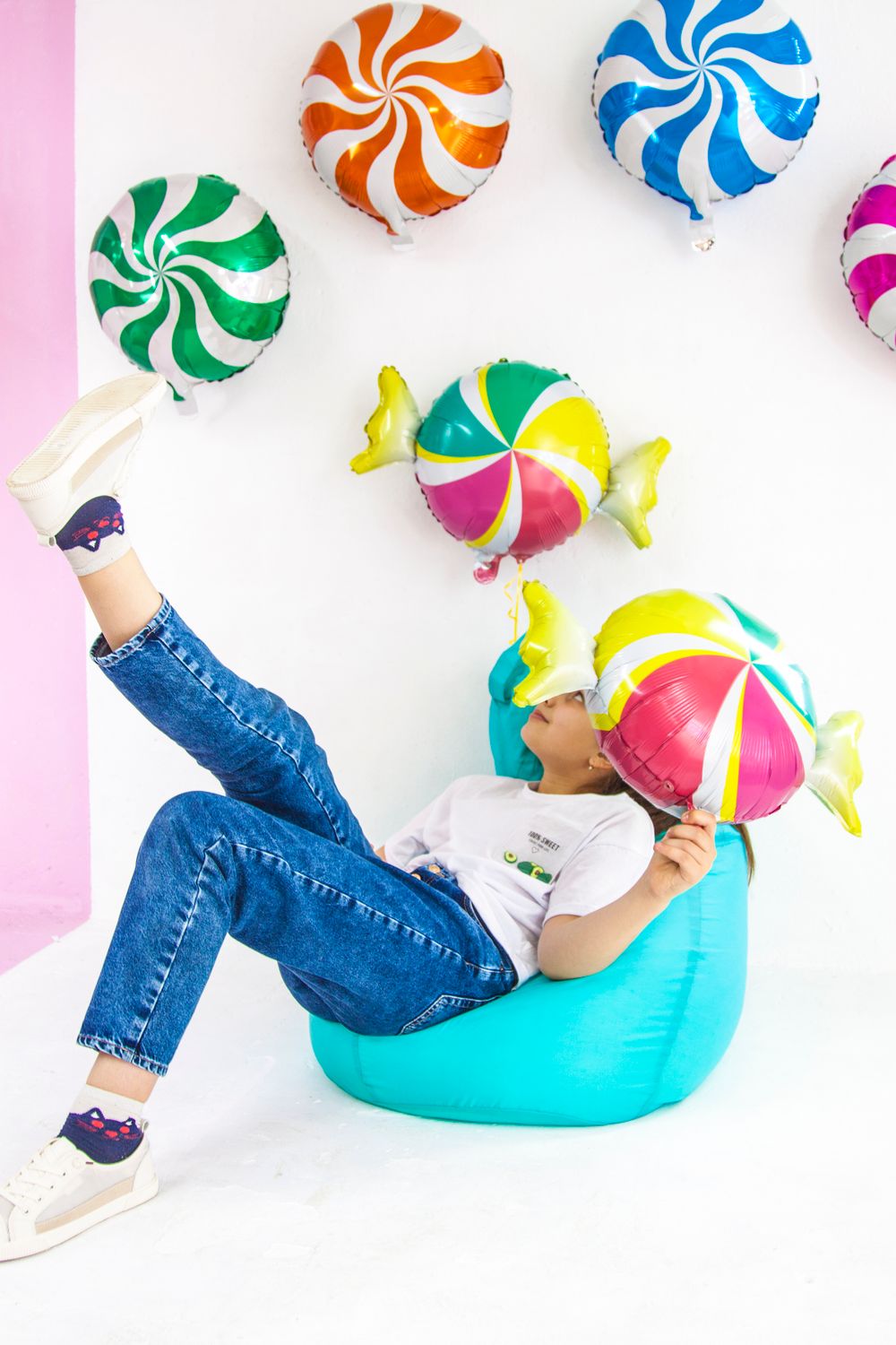 Шар (18"/46 см) Круг, Леденец, Оранжевый