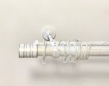 Карниз кованый рифленый для штор Ост Цилиндр II d 25/16 двухрядный, цвет белое золото