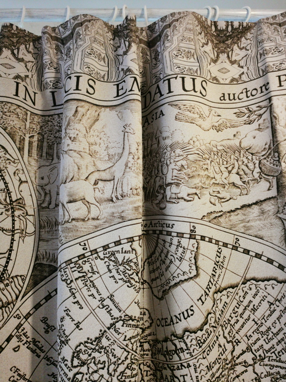 Комплект из двух штор «Orbis terrarum», по мотивам карты мира фламандского картографа Петра Планция, 1594